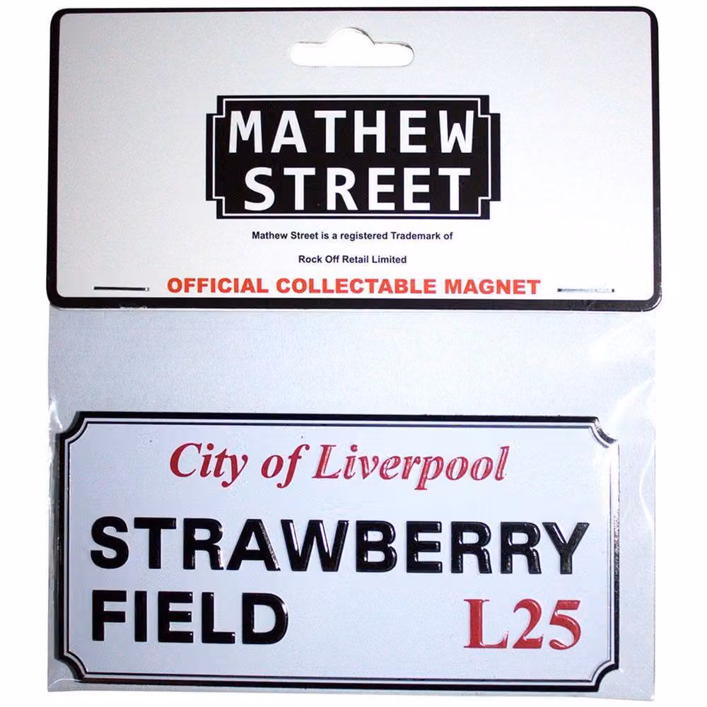 Rock Off Strawberry Field Liverpool Embossed Metal Fridge Magnet in White – 2