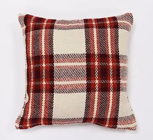 Rapport Home Highland Check Square Cushion Cover in Red, W/D/H: 43 x 43 x 0 cm