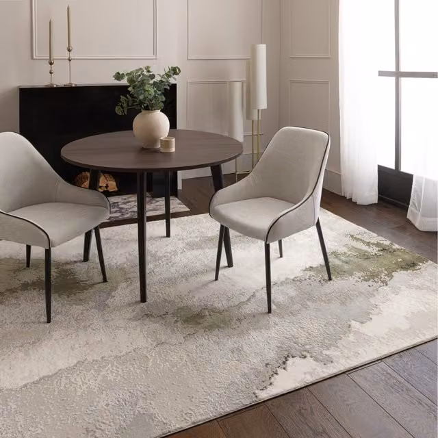 Furniturebox UK Zephyr Green Metallic Lustre Abstract Rug in Green and Beige, W: 230 cm, D: 160 cm
