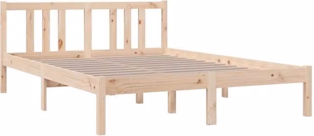 Berkfield Home Beautiful Solid Wood Pine Bed Frame in Beige, W/D/H: 140 x 190 x 69.5 cm