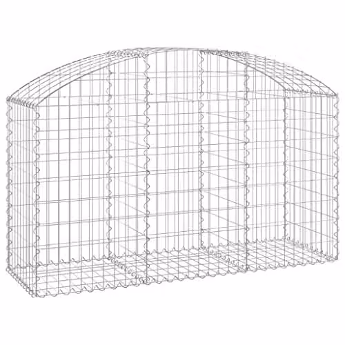 vidaXL Arched Gabion Basket in Silver Galvanised Steel, W/D/H: 150 x 50 x 80 cm