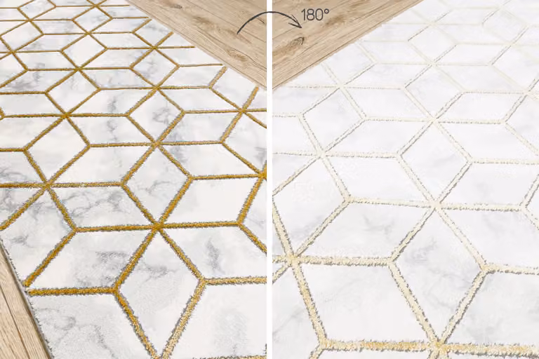 RugsX Geometric Table Runner in Yellow and White, W/D: 120 x 160 cm