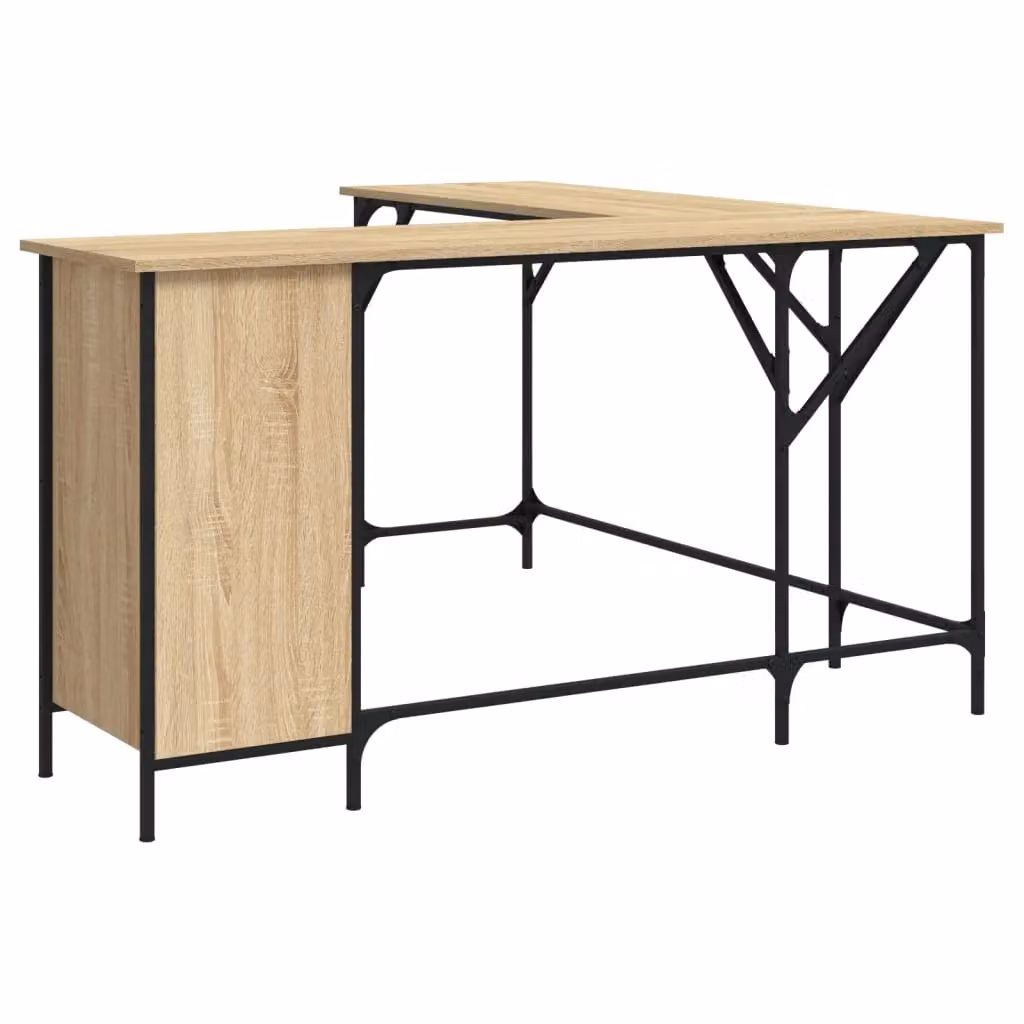 Berkfield Home Sonoma Oak Corner Desk in Brown, W/D/H: 141 x 141 x 75 cm – 2