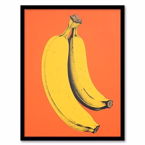 Wee Blue Coo Banana Orange Abstract Wall Art Print, Framed Paper Poster, W: 23.4 cm, H: 29.7 cm – 1