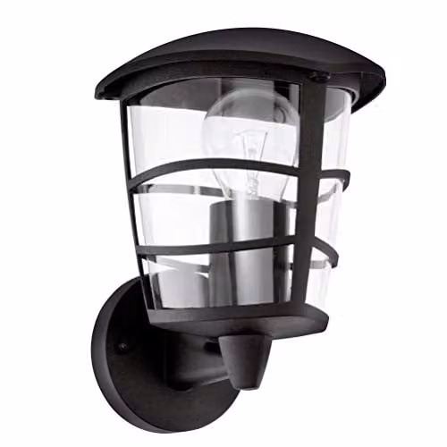 Loops Modern Black Aluminium Outdoor Wall Lantern IP44 with E27 Bulb Compatibility – 1