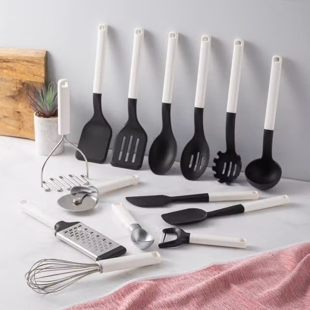 KitchenAid 14-Piece Non-Stick Utensil Set in White with Silicone and Stainless Steel – 1