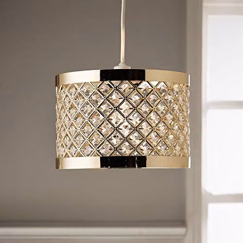 K LIVING Horsham Gold Shiny Metal and Acrylic Beads Easy Fit Pendant Shade
