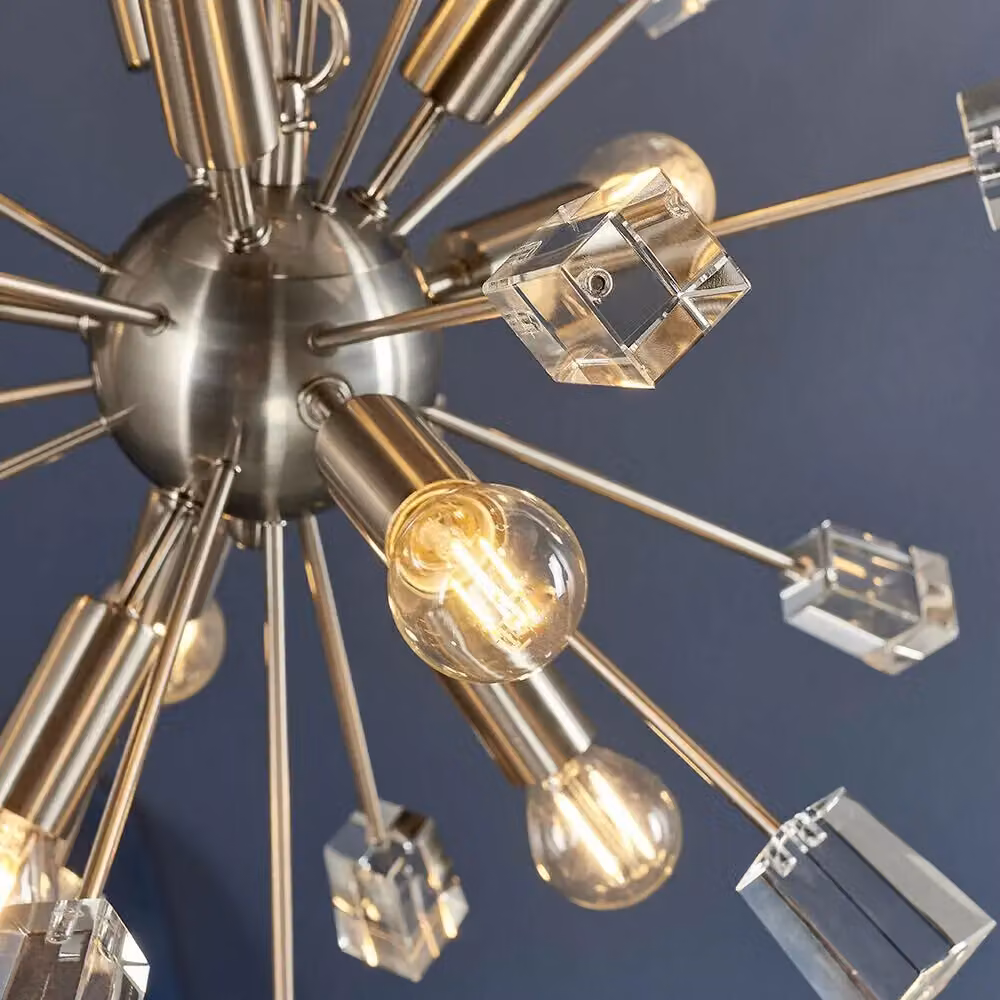 Loops Silver Crystal Hanging Ceiling Pendant Light with Height Adjustable Rod – 2