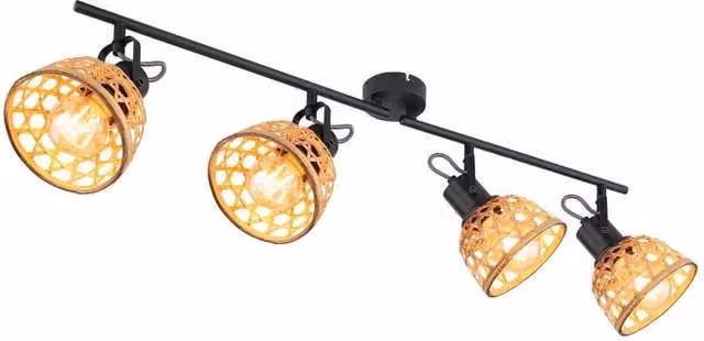 Netlighting Wenna Ceiling Spotlight Bar in Matt Black with 4x E27 Adjustable Lamps – 1