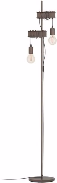 Loops Modern Metal Floor Lamp in Brown and Black, H 170 cm x W 27 cm x D 27 cm