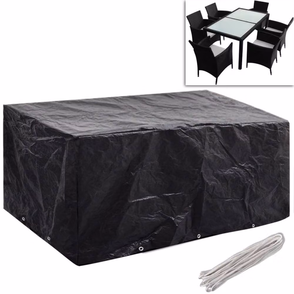 Berkfield Home Durable Black Water Repellent Garden Furniture Covers for 6 Person Poly Rattan, 2 Pack, W/D/H: 240 x 140 x 90 cm – 3