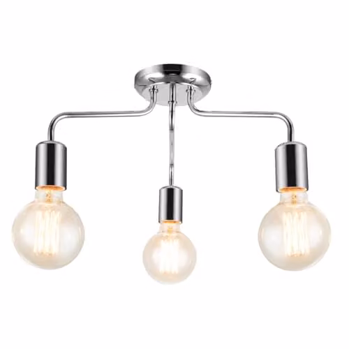Cosylyte Fraser Modern Metal 3-Light Ceiling Flush Light, Chrome, W/D/H: 41 x 41 x 19 cm
