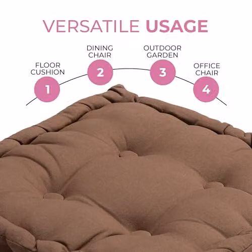 Snug City Adult Chunky Booster Cushion in Brown, 100% Cotton, W/D/H: 45 x 45 x 10 cm – 6
