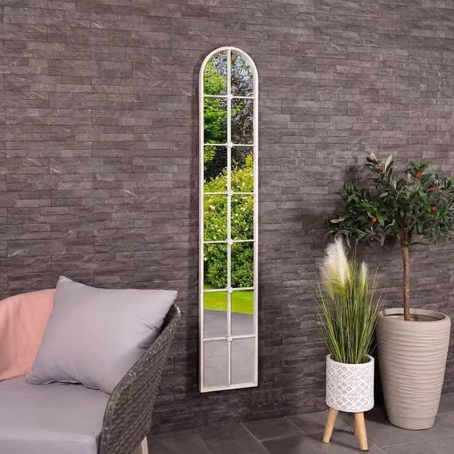 Charles Bentley San Marino Arch Mirror in White, H 170 cm x W 30 cm