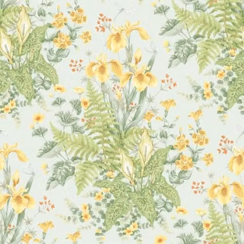 Rasch Chelsea Ferns Botanical Floral Wallpaper in Yellow and Green