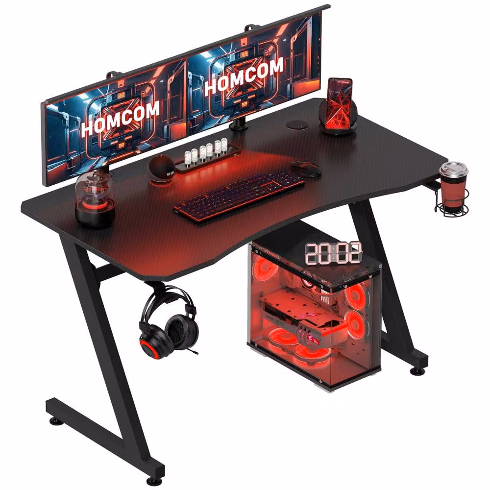 Wyld Haus Hanaba Black Gaming Desk with Z Frame and Cable Tray, W: 120 cm, D: 65 cm, H: 74.5 cm – 2