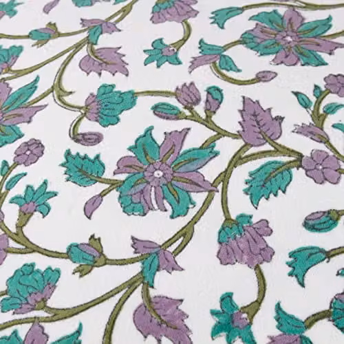 Paoletti Mentera Floral Cotton Cushion in Green and Purple, W/D/H: 50 x 50 x 50 cm – 3