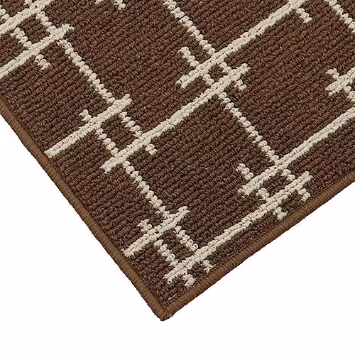 JVL Vector Machine Washable Latex Backed Runner Doormat, Brown, W/D/H: 57 x 150 cm – 5