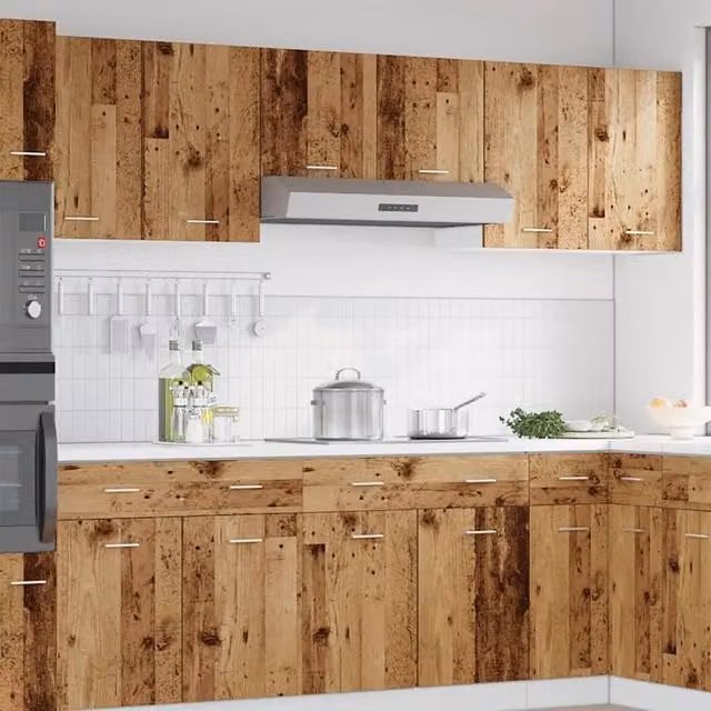 Berkfield Home Set of 2 Hanging Kitchen Cabinets in Old Wood Brown, W/D/H: 50 x 31 x 60 cm – 1