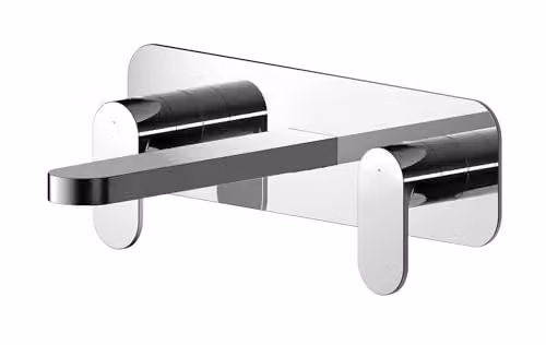 Balterley Wall Mount Basin Mixer Tap and Back Plate with Dual Lever Handles, Chrome, W/D/H: 7.5 x 19.3 x 28 cm – 1