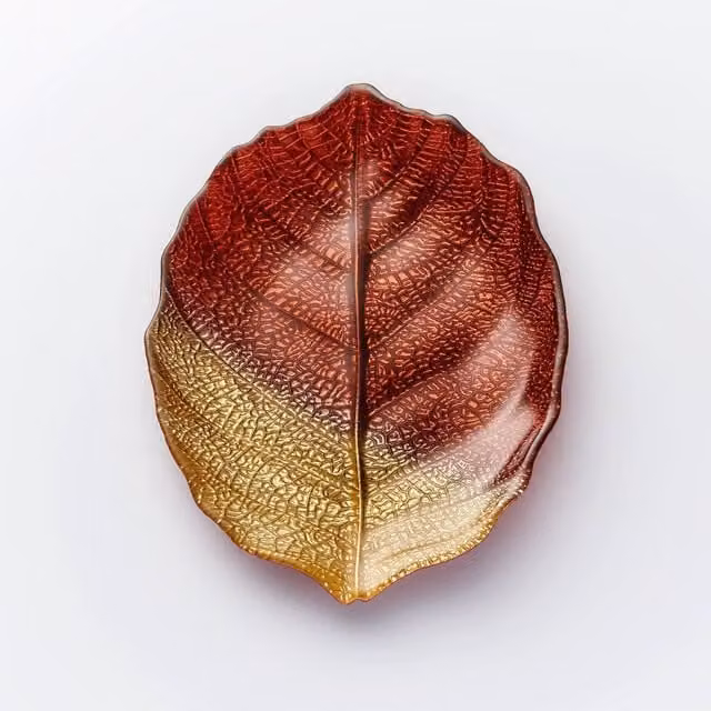 Sienna Glass Floral Serving Platter in Red, Brown and Gold – 1