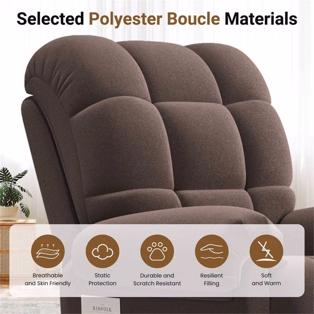 NESTLUNE Brown Fabric Power Lift Riser Recliner Armchair – 3
