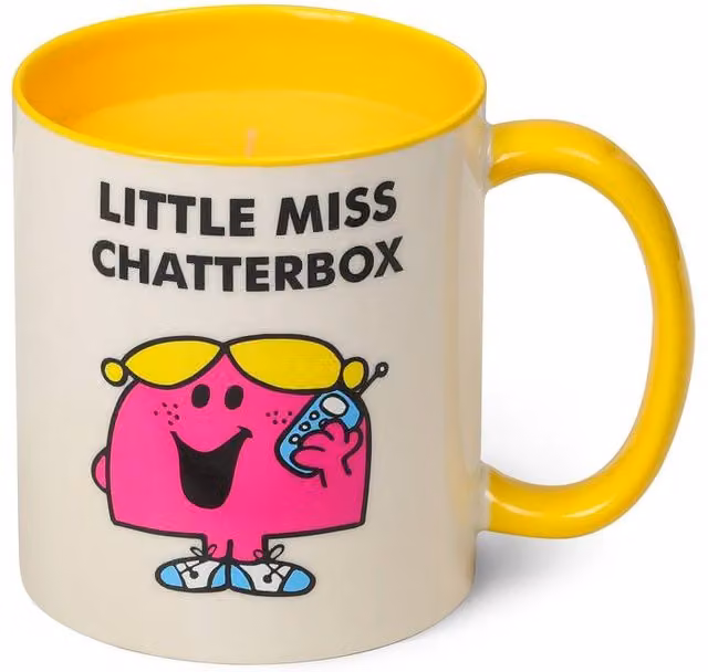 Mr. Men Little Miss Scented Reusable Ceramic Mug Candle in Lemon & Raspberry, White and Multicolour, 256g