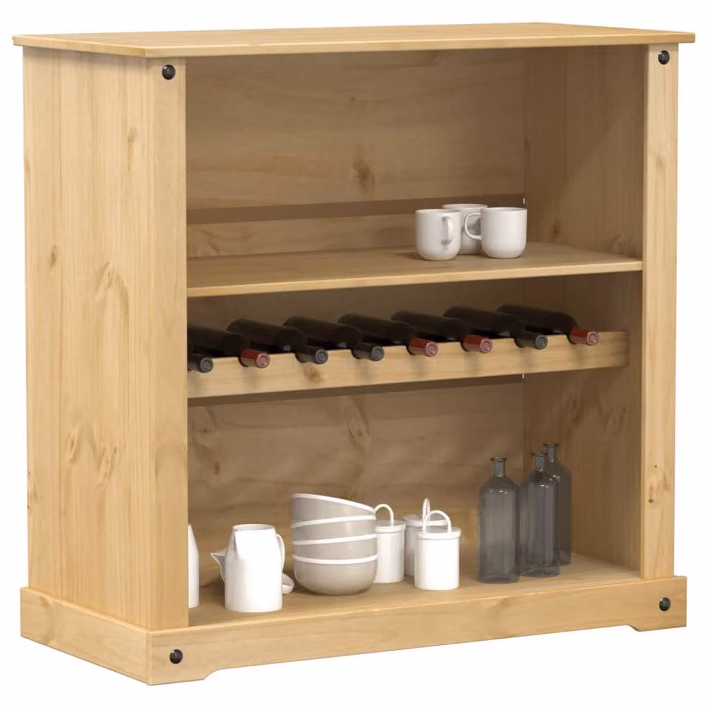 Berkfield Home Corona Wine Cabinet in Tan Solid Pine Wood, W: 107.5 cm, D: 51 cm, H: 105.5 cm – 2