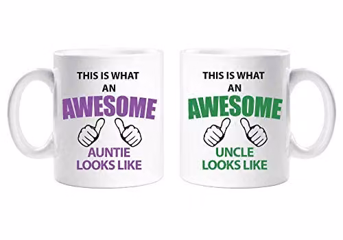 60 Second Makeover This Is What An Awesome Auntie Uncle Ceramic Mug Set in White – 2