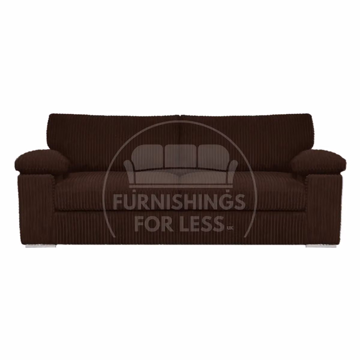 Furnishings For Less UK Delta Jumbo Cord Fabric Sofa Suite with Padded Arms, 3 and 2 Seater, Chocolate Brown – 2