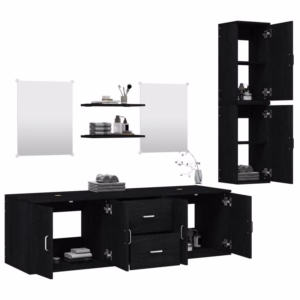 Berkfield Home 7 Piece Modern Black Bathroom Furniture Set – 3