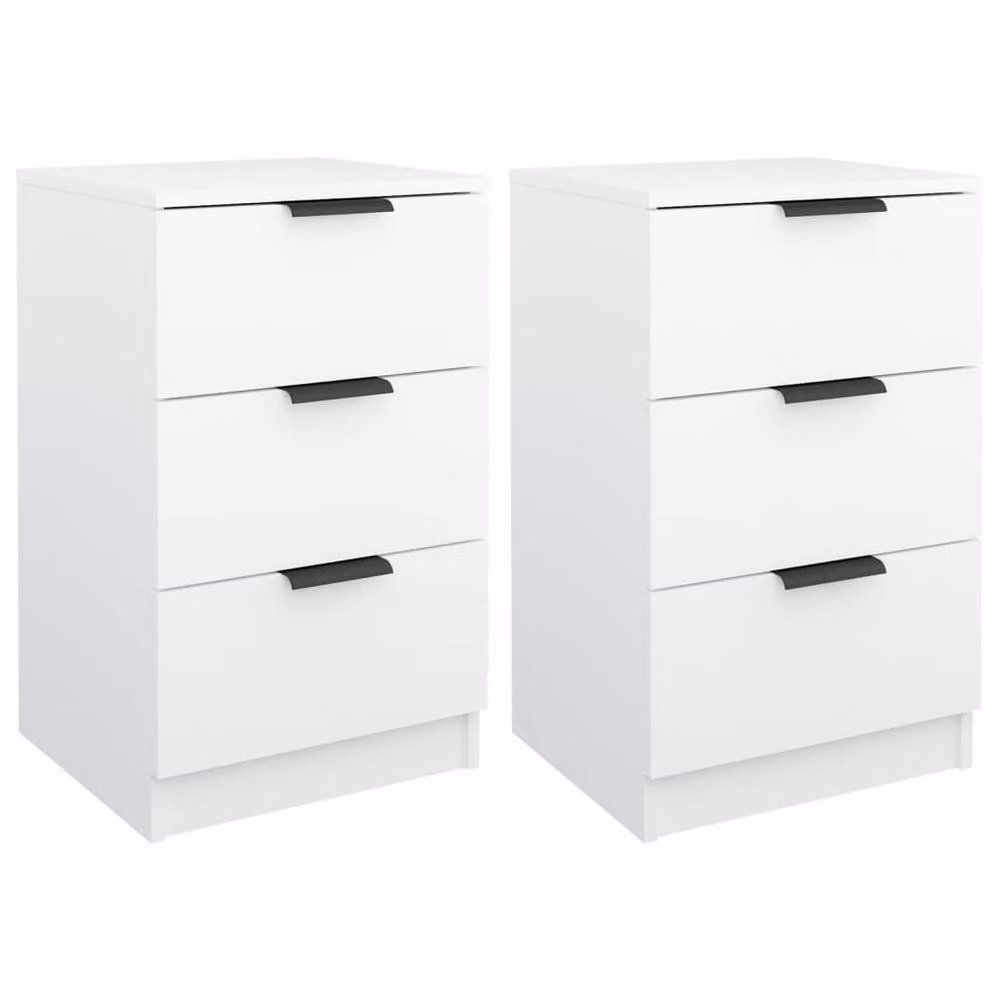 Berkfield Home Modern Bedside Cabinets, 2 Piece, White, W/D/H: 40 x 36 x 65 cm – 2