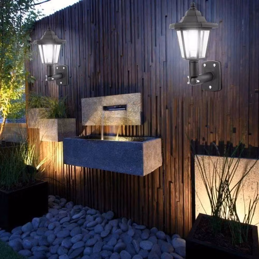 SPETLEK Set of 4 Solar Powered LED Wall Lanterns in Black with Dusk Sensor and Cool White Light – 2
