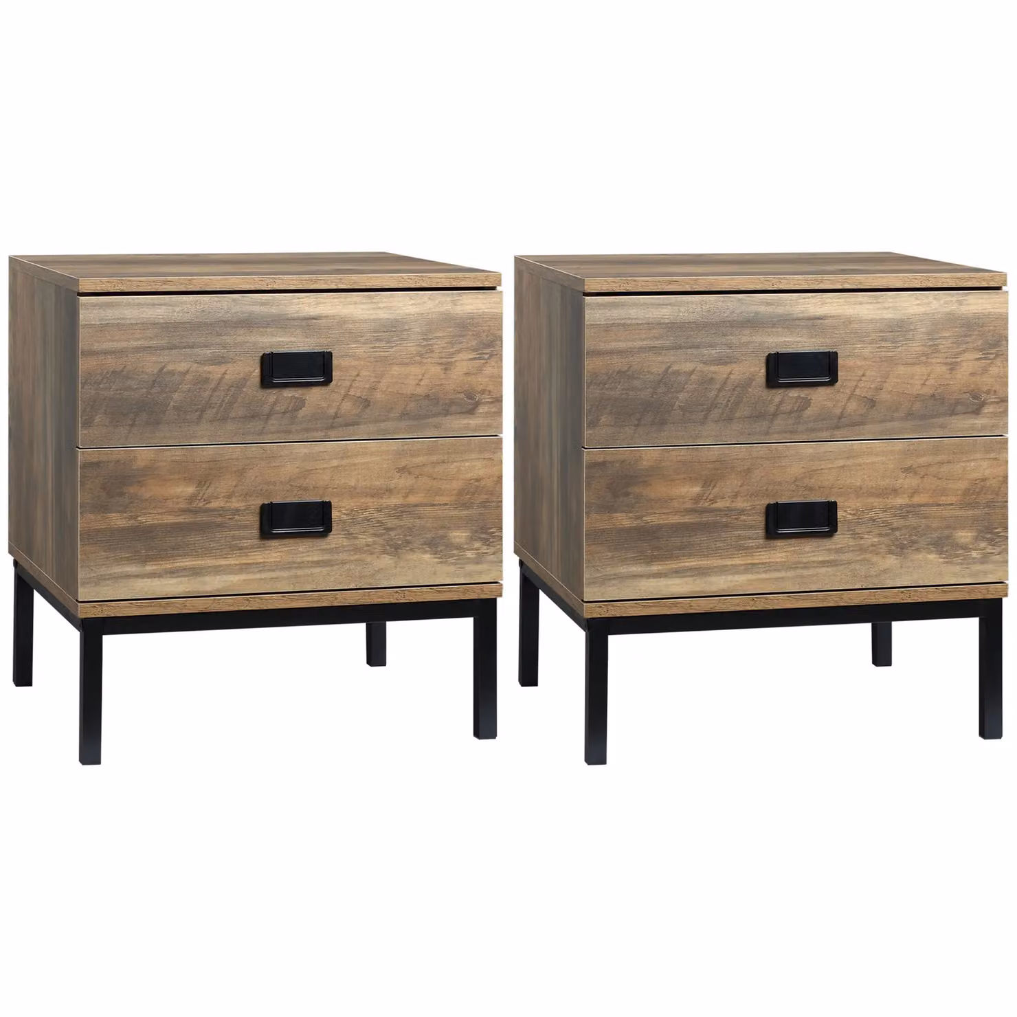 HOMCOM Industrial End Table with Metal Frame and Storage Drawer in Brown – 2