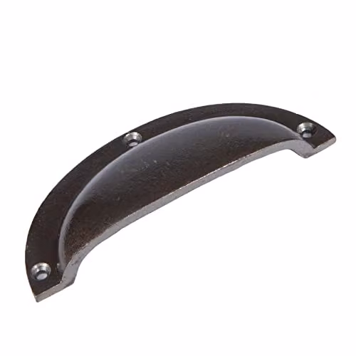 Hammer and Tongs Curved Cabinet Drawer Pull in Grey Iron, W: 130 mm, H: 50 mm – 1