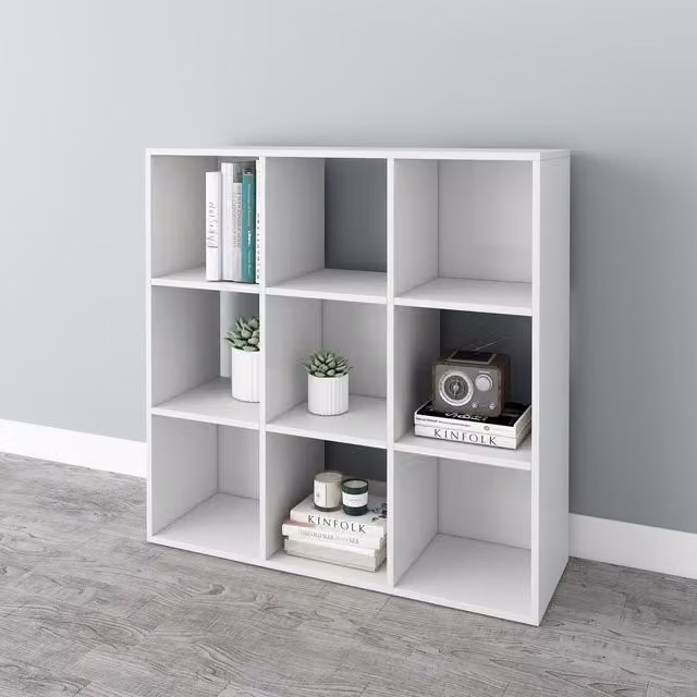 WestWood 3 Tier 9 Cube Modern White Wood Bookshelf