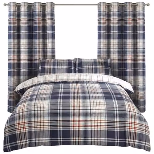 Rapport Home Brandon Check Room In A Bag Bedding Set in Blue, Red and Multicolour, including Duvet Cover, Fitted Sheet and Pillowcases, W: 180 cm, L: 200 cm – 1