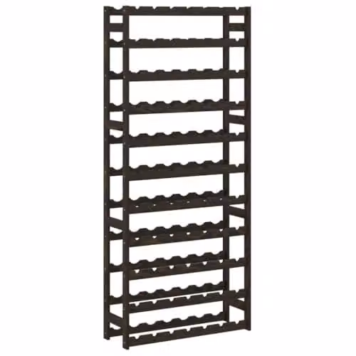 vidaXL Black Solid Pine Wood Wine Rack for 77 Bottles