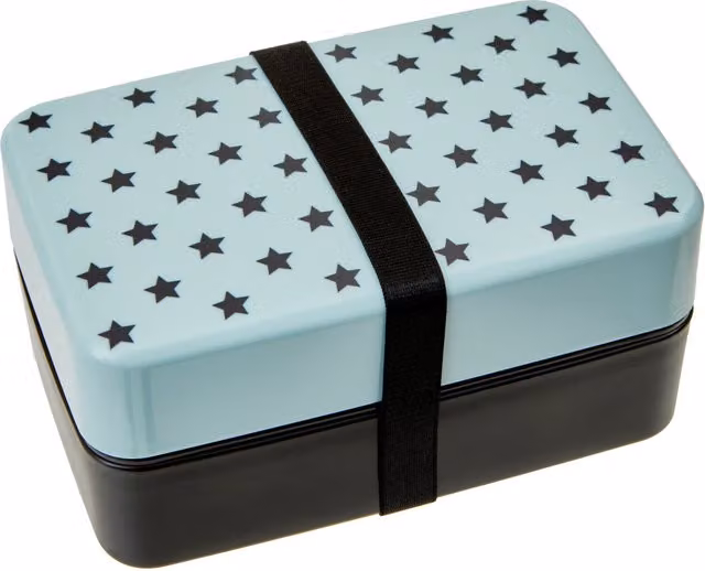 Premier Housewares Compact Light Blue Star Lunch Box with Cutlery, Compartments and Clip Closure – 1