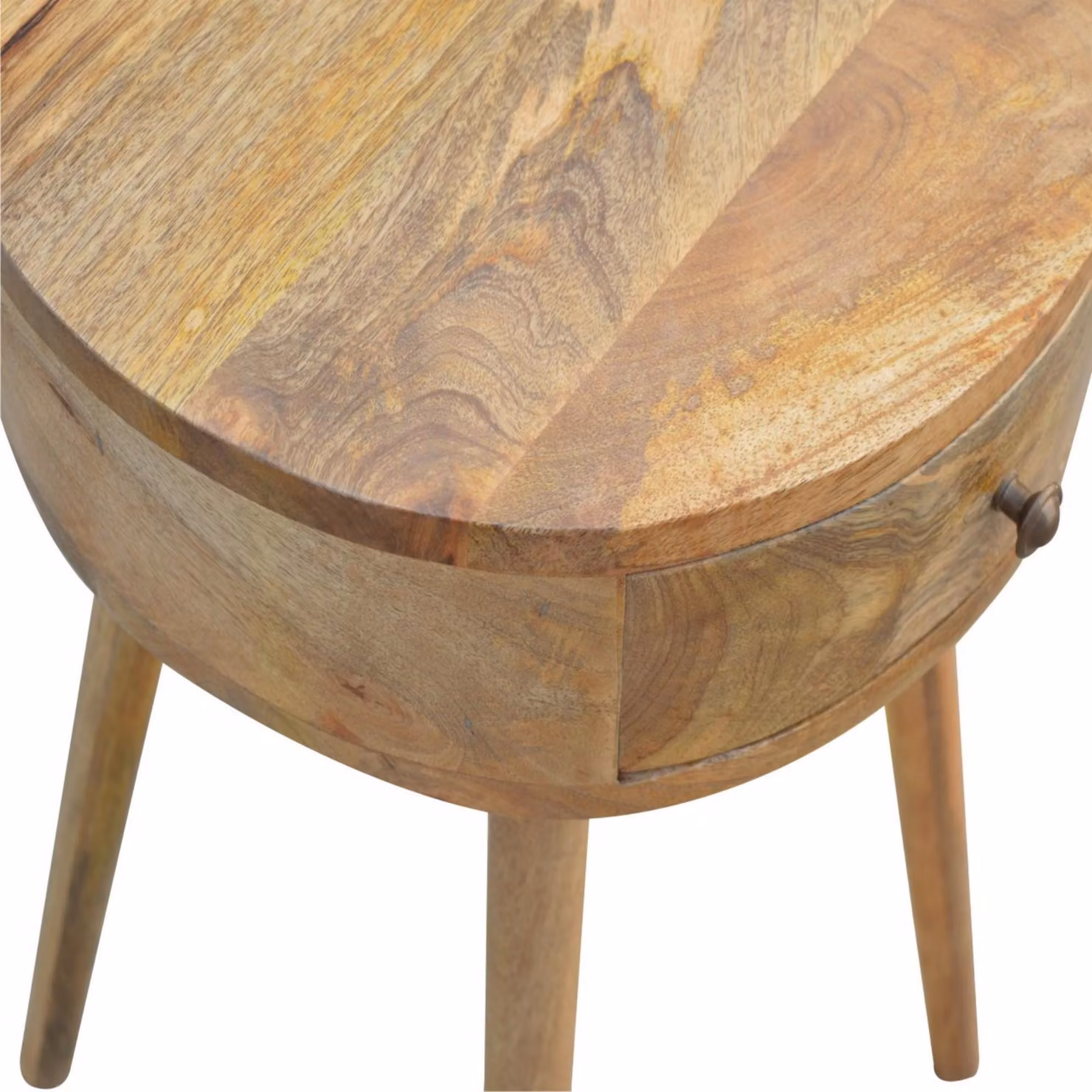 Aosom UK Solid Mango Wood Nordic Round Bedside Table with Drawer, Brown, W/D/H: 40 x 40 x 56 cm – 3