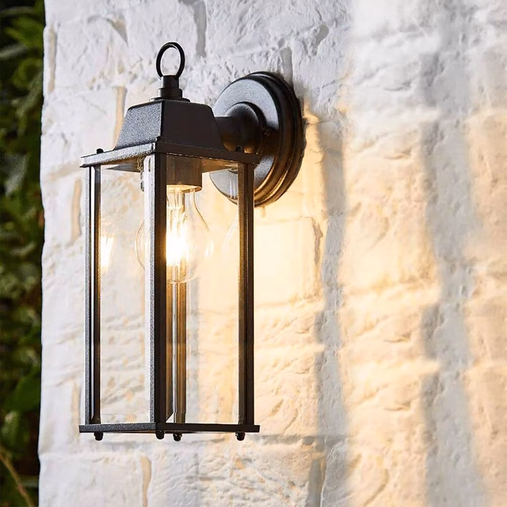 PAWNORA Black Outdoor Wall Lantern with Transparent Glass for Gardens – 5