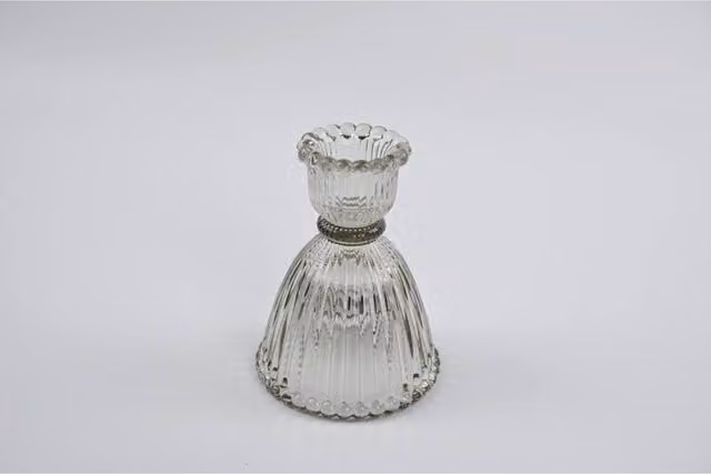 KDMD Smokey Brown Transparent Glass Taper Candle Holder
