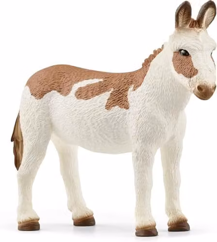 Schleich Farm World American Spotted Donkey Figure in Grey and White – 1