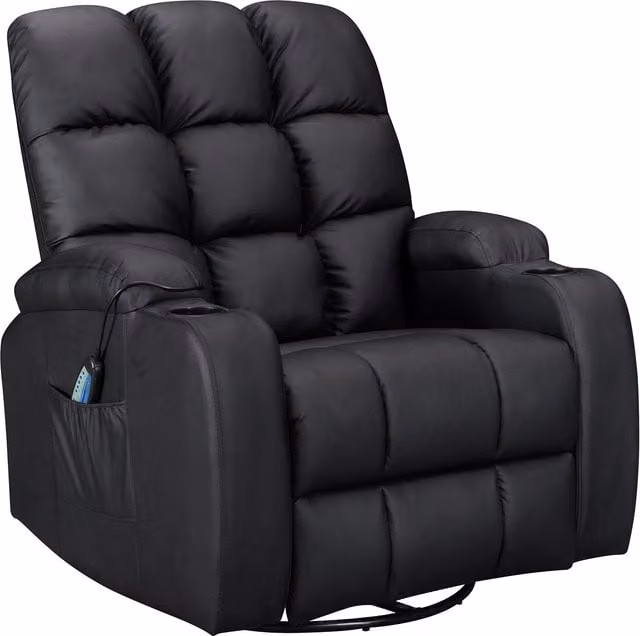 WestWood Black PU Leather Massage Cinema Recliner Sofa Chair