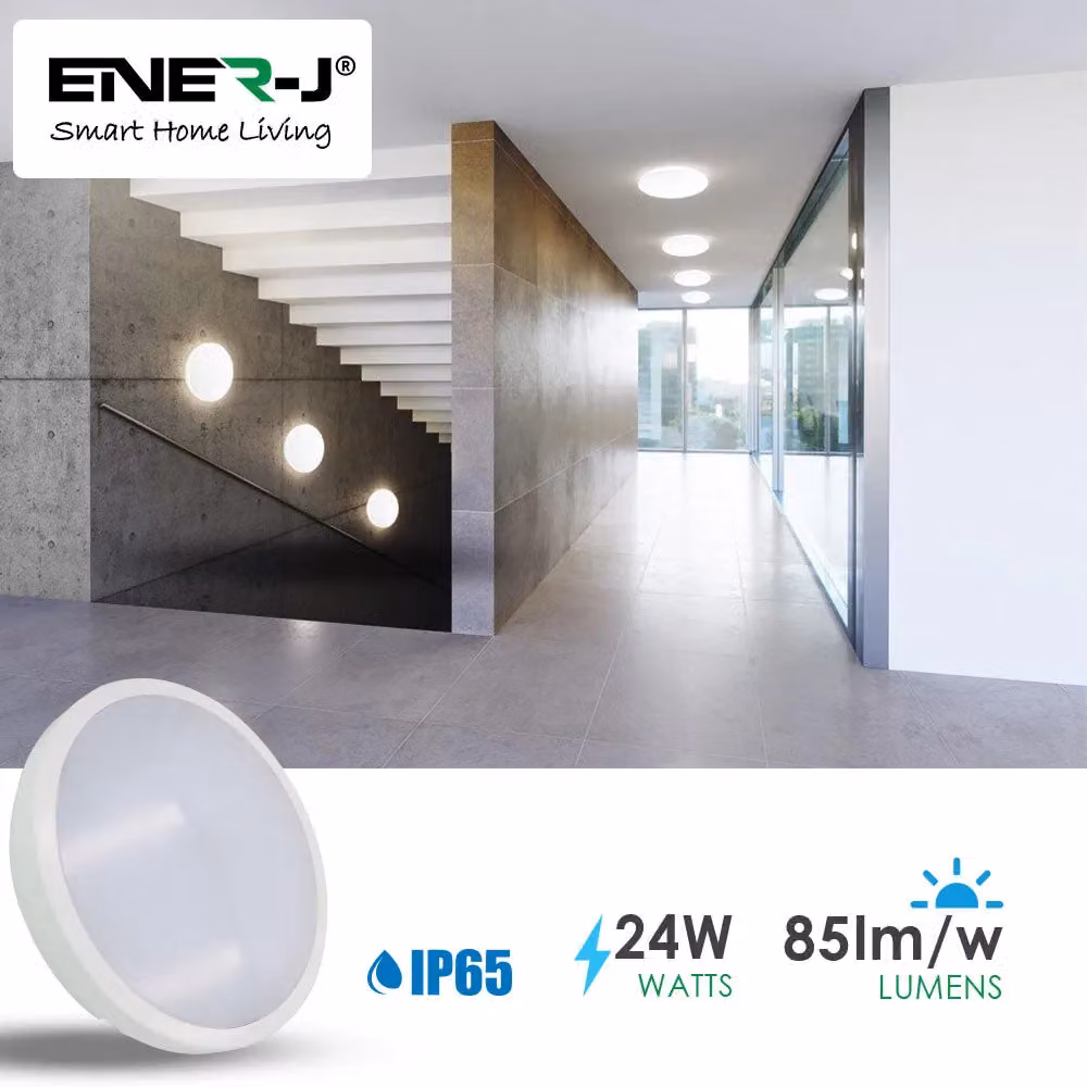 ENER-J 24W LED Bulkhead Ceiling Light in White, Diameter: 25 cm, Height: 19 cm – 3