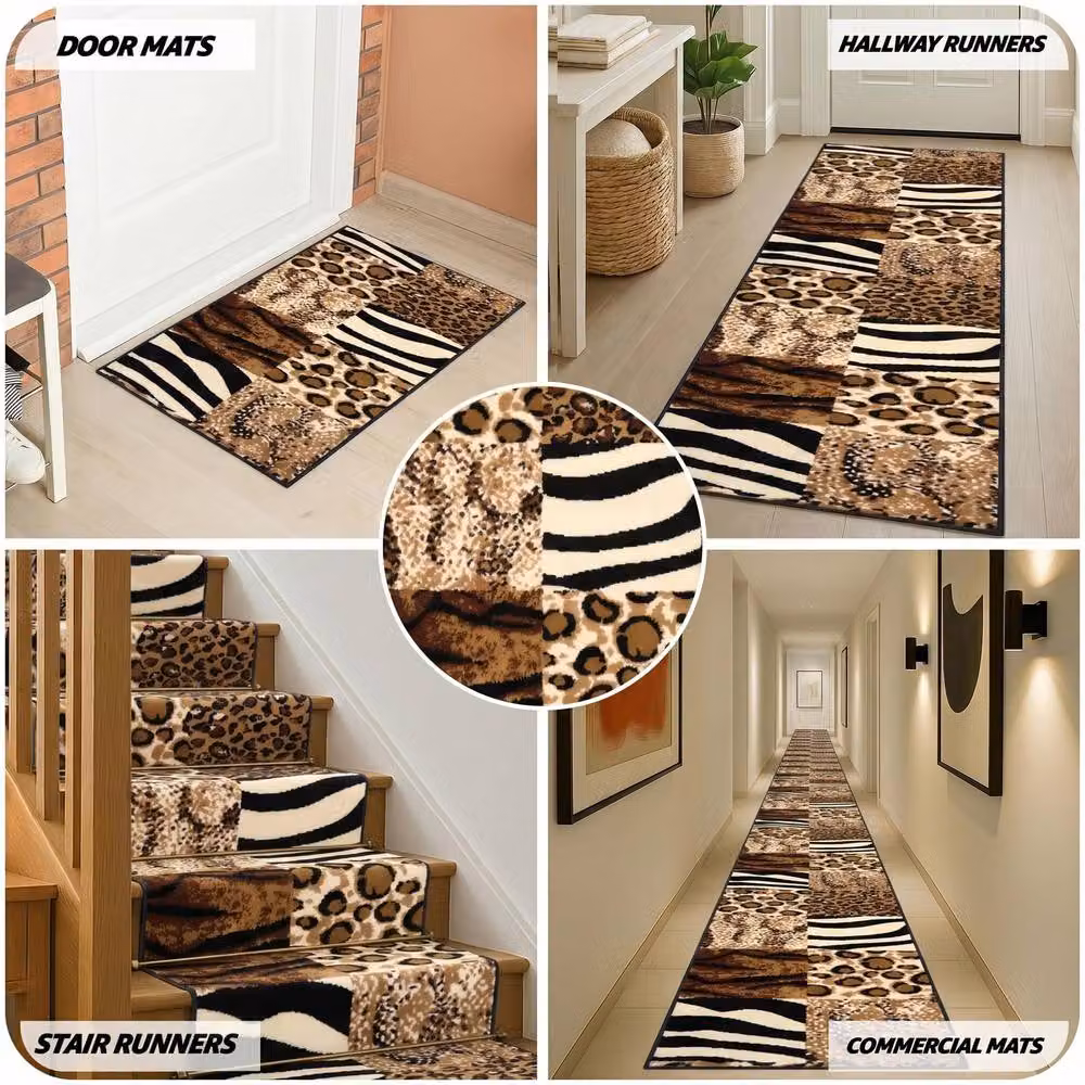 Bravich LTD Animal Print Safari Hallway Runner Rug, Multicolour, W: 60 cm, L: 300 cm – 7
