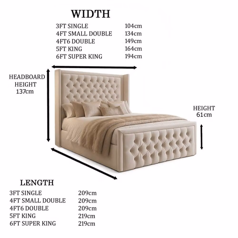 Desire Deco Luxury Pink Velvet Wingback Chesterfield Upholstered Bed Frame, W/D/H: 180 x 200 cm – 2