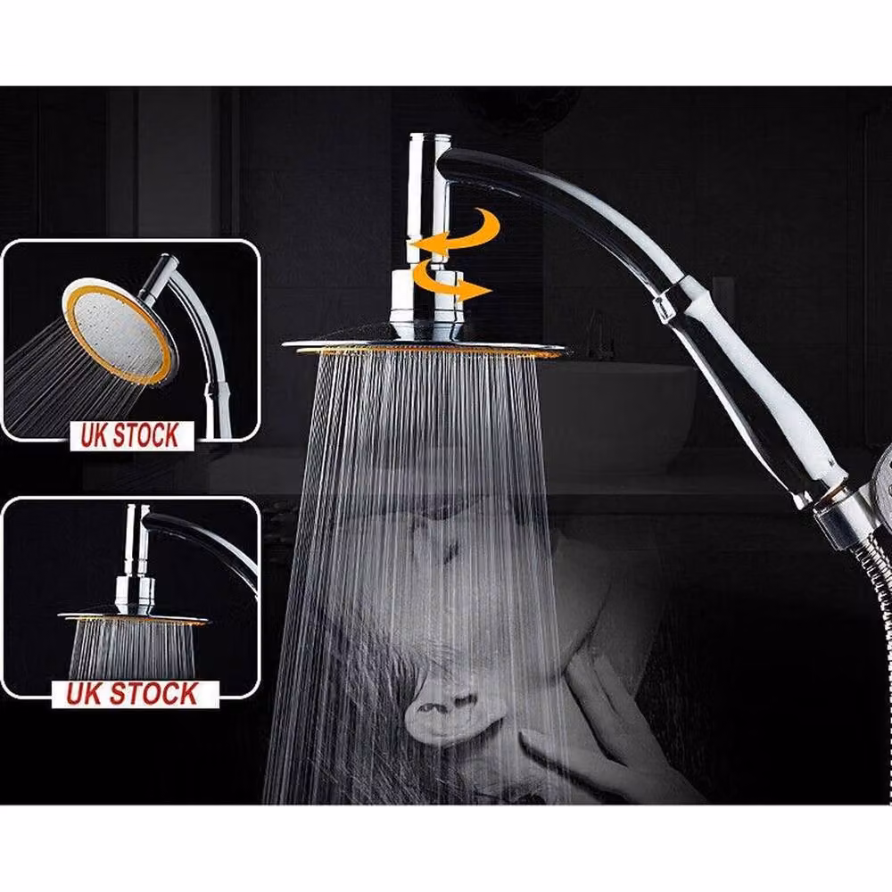 KORVIXA Round Water Saving High Pressure Chrome Overhead Rain Shower Head in Silver – 4