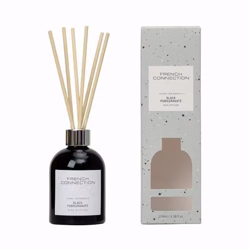 French Connection Black & White Collection Scented Reed Diffuser, Black Pomegranate, 100ml