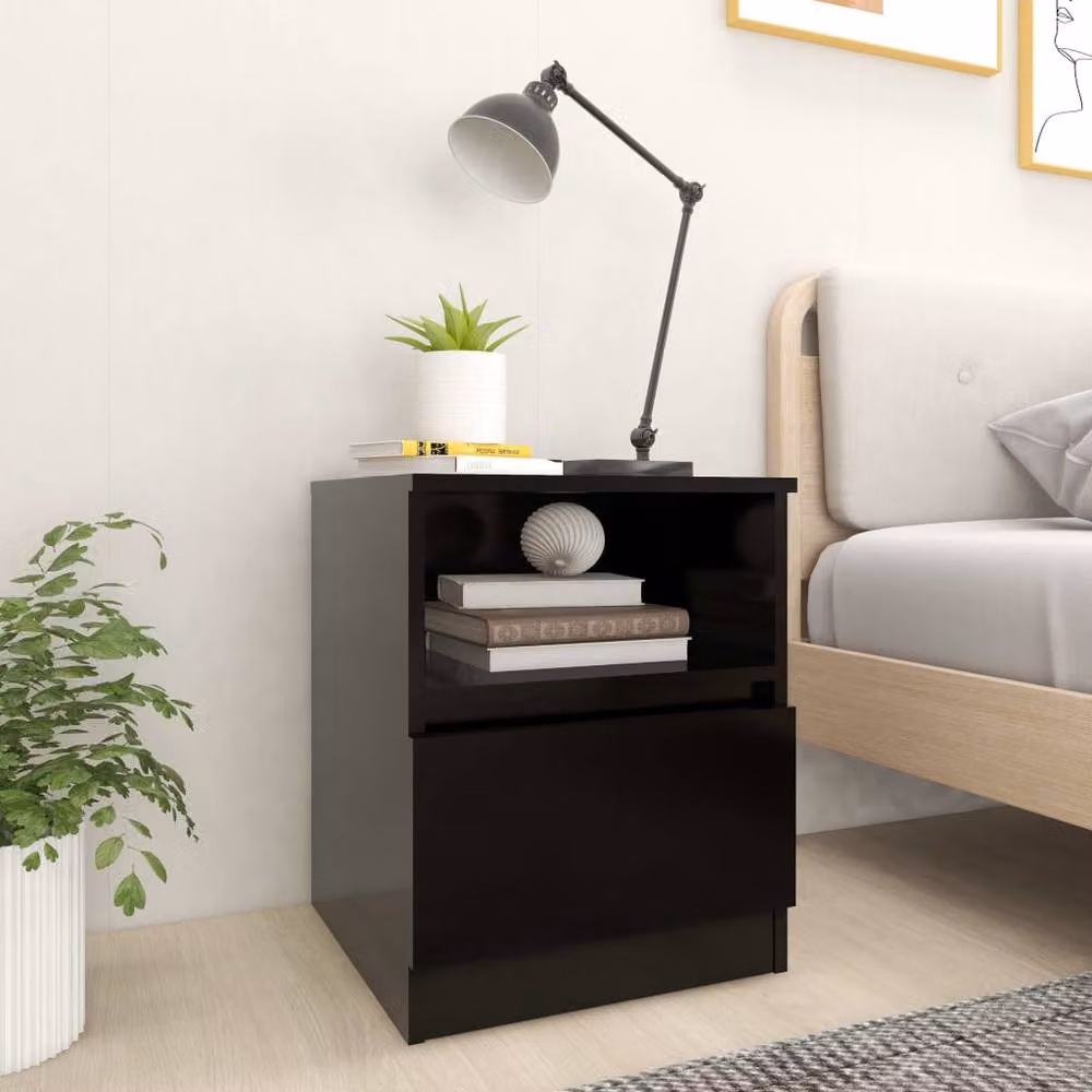 Berkfield Home Bed Cabinets, 2 Piece Set in Black, W/D/H: 40 x 40 x 50 cm – 2